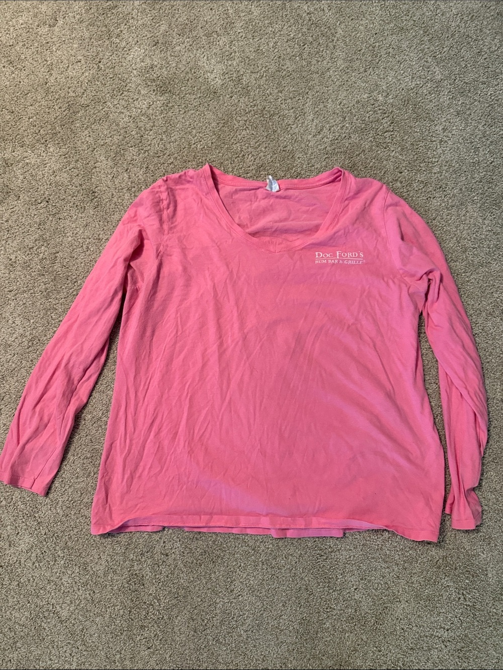Women's Pink Long Sleeve V-Neck Top
